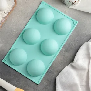 Форма силиконовая ПОЛУСФЕРА 6 ячеек.